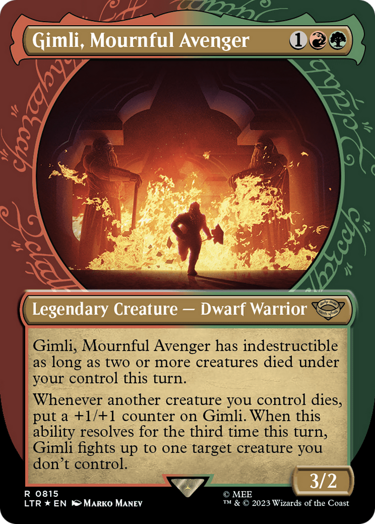 Gimli, Mournful Avenger (LTR-815) [The Lord of the Rings: Tales of Middle-earth]: (Showcase) (Borderless) Foil