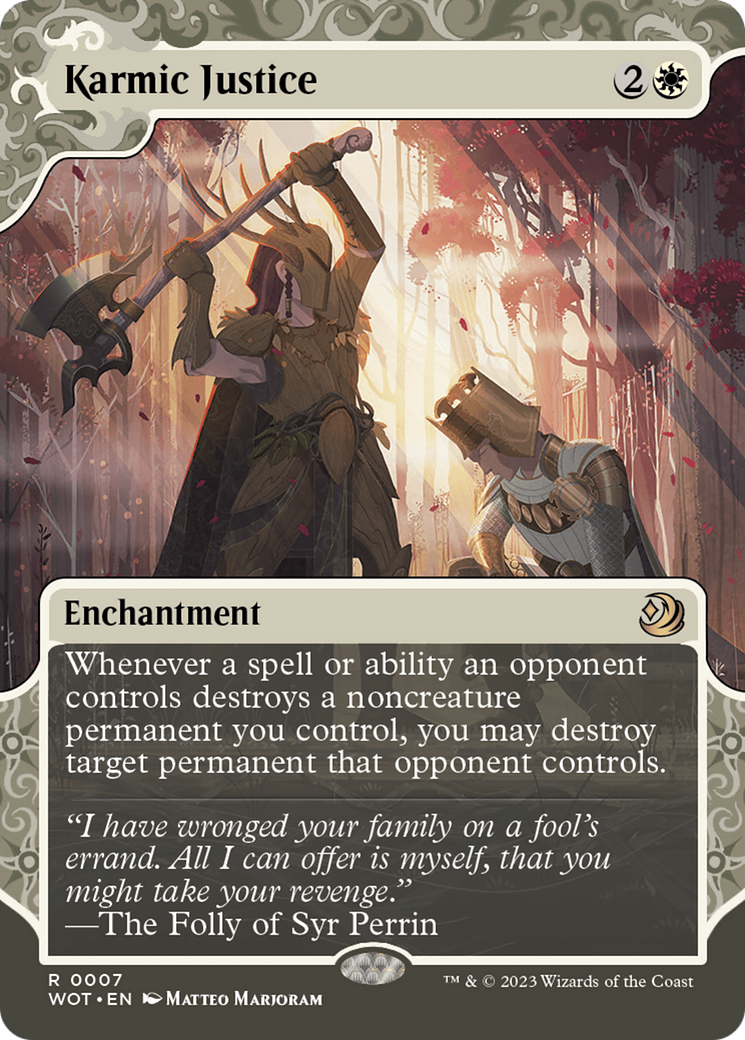 Karmic Justice (WOT-007) [Wilds of Eldraine: Enchanting Tales]: (Showcase) (Borderless)
