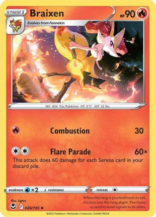 Braixen 26/195 - [SWSH12 Silver Tempest] Reverse Holofoil