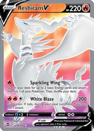 Reshiram V (Full Art) 172/195 - [SWSH12 Silver Tempest] Holofoil