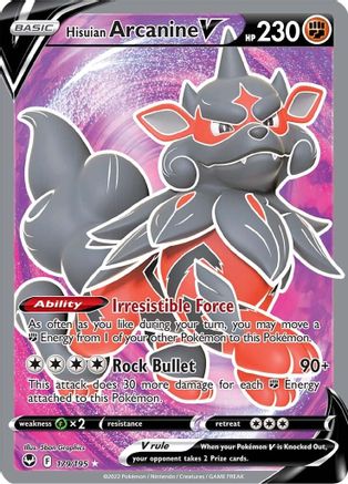 Hisuian Arcanine V (Full Art) 179/195 - [SWSH12 Silver Tempest] Holofoil