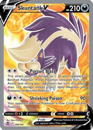 Skuntank V (Full Art) 180/195 - [SWSH12 Silver Tempest] Holofoil