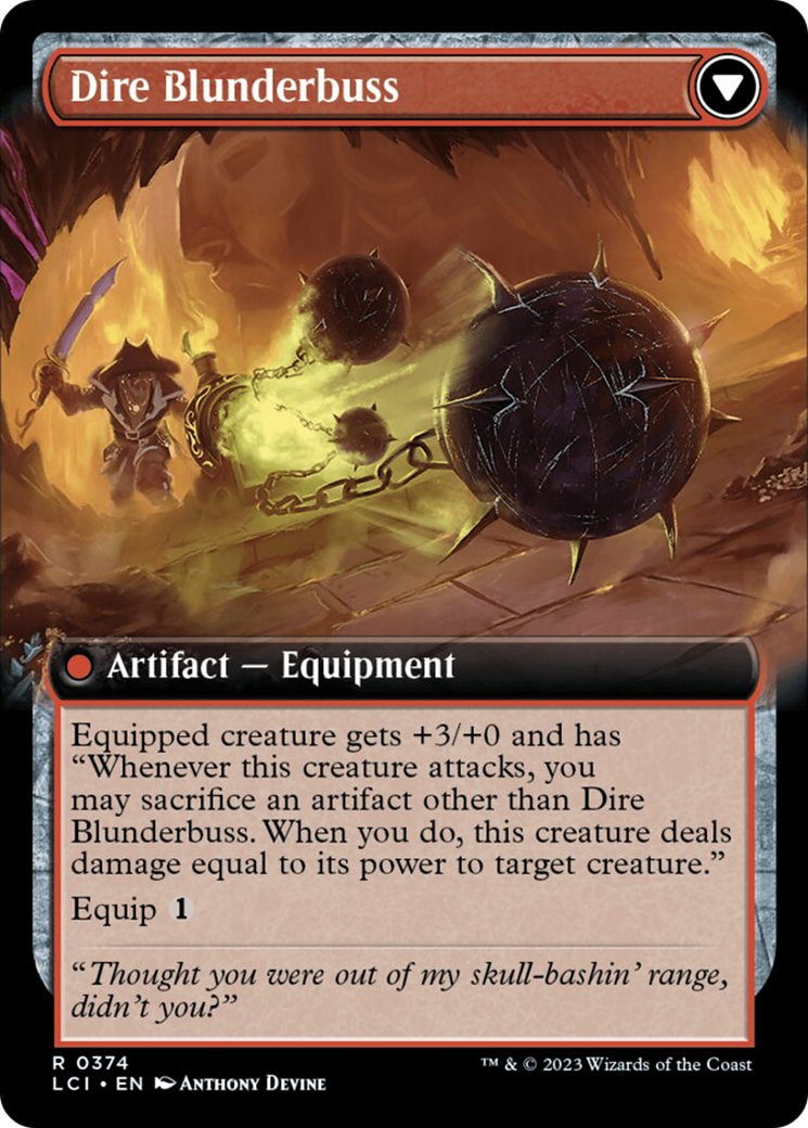 Dire Flail // Dire Blunderbuss (LCI-374) [The Lost Caverns of Ixalan]: (Extended Art) Foil