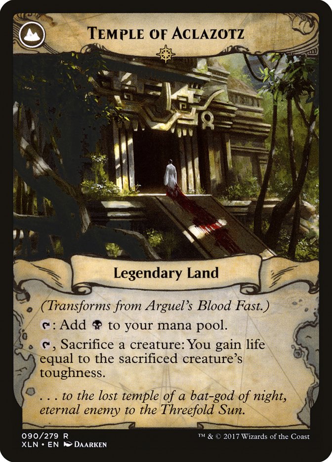 Arguel's Blood Fast // Temple of Aclazotz (XLN-090) [Ixalan]: (compasslanddfc) Foil