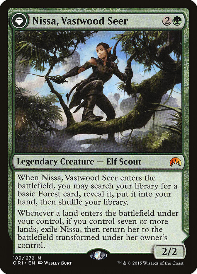 Nissa, Vastwood Seer // Nissa, Sage Animist (ORI-189) [Magic Origins]: (originpwdfc) Foil