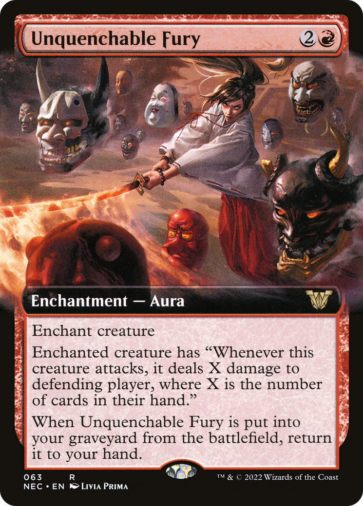 Unquenchable Fury (NEC-063) [Neon Dynasty Commander]: (Extended Art)