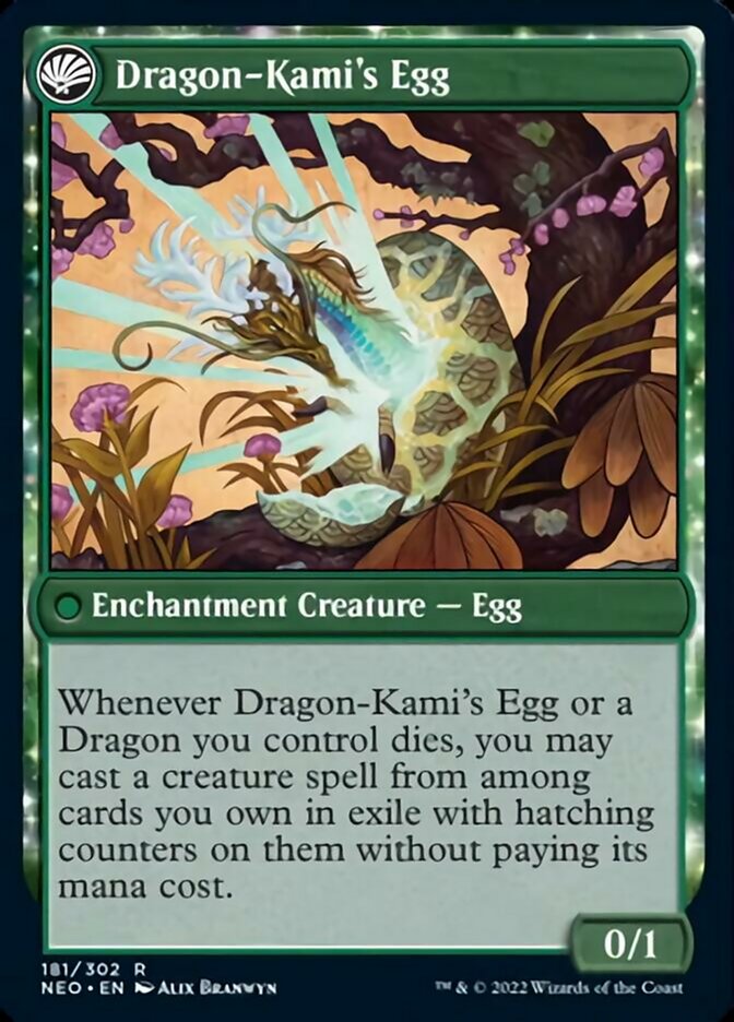 The Dragon-Kami Reborn // Dragon-Kami's Egg (NEO-181) [Kamigawa: Neon Dynasty]: (fandfc, enchantment) Foil