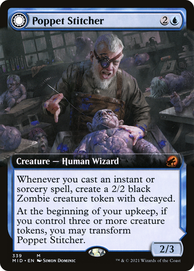 Poppet Stitcher // Poppet Factory (MID-339) [Innistrad: Midnight Hunt]: (Extended Art, Double Faced Transform) Foil