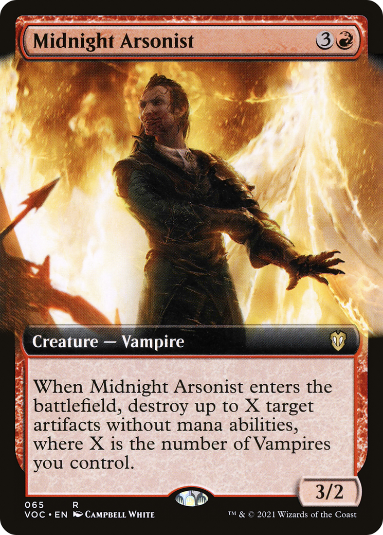Midnight Arsonist (VOC-065) [Crimson Vow Commander]: (Extended Art)