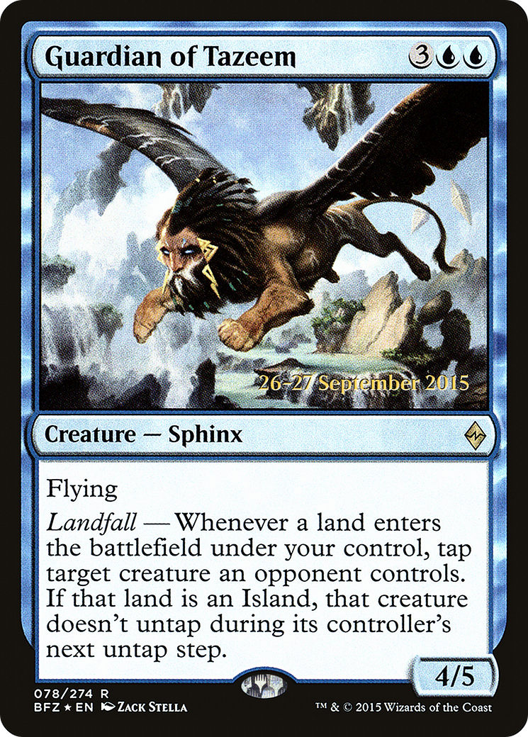 Guardian of Tazeem (PRE-78S) [Battle for Zendikar Promos] Foil