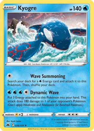 Kyogre 36/159 - [Crown Zenith] Reverse Holofoil