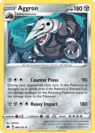 Aggron 89/159 - [Crown Zenith] Reverse Holofoil