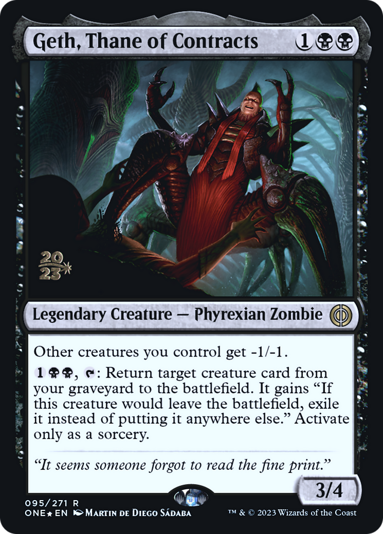 Geth, Thane of Contracts (PRE-95S) [Phyrexia: All Will Be One Promos] Foil