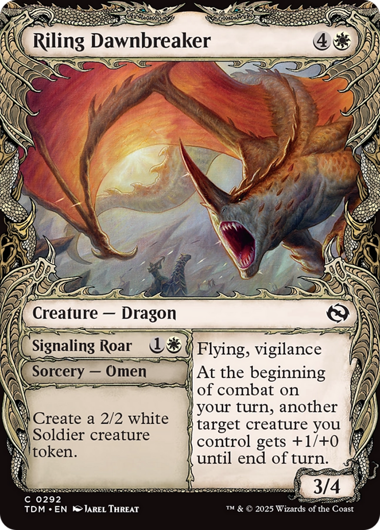 Riling Dawnbreaker // Signaling Roar (TDM-292) [Tarkir: Dragonstorm]: (Showcase) Foil