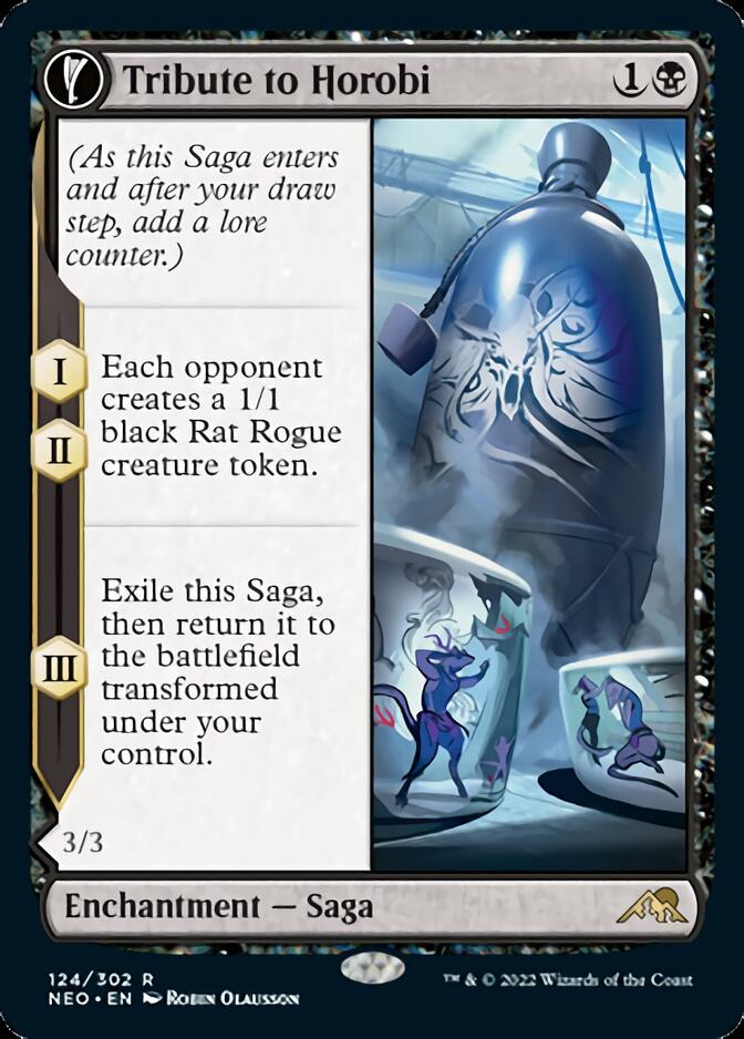 Tribute to Horobi // Echo of Death's Wail (NEO-124) [Kamigawa: Neon Dynasty]: (fandfc, enchantment) Foil