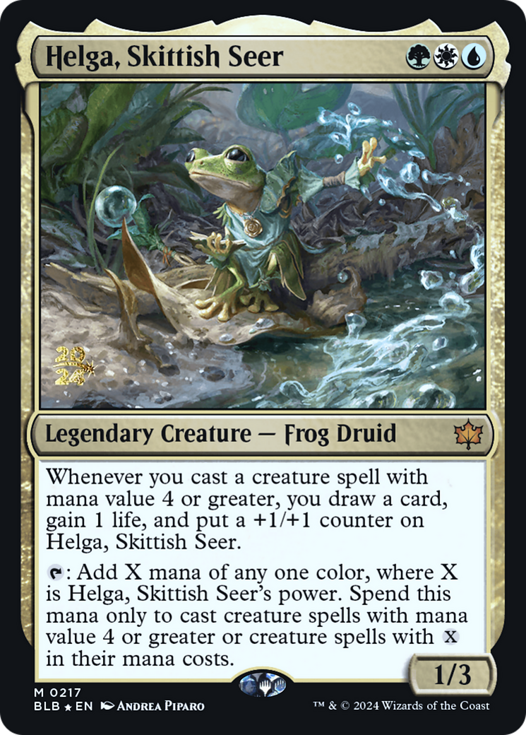 Helga, Skittish Seer (PRE-217S) [Bloomburrow Promos] Foil