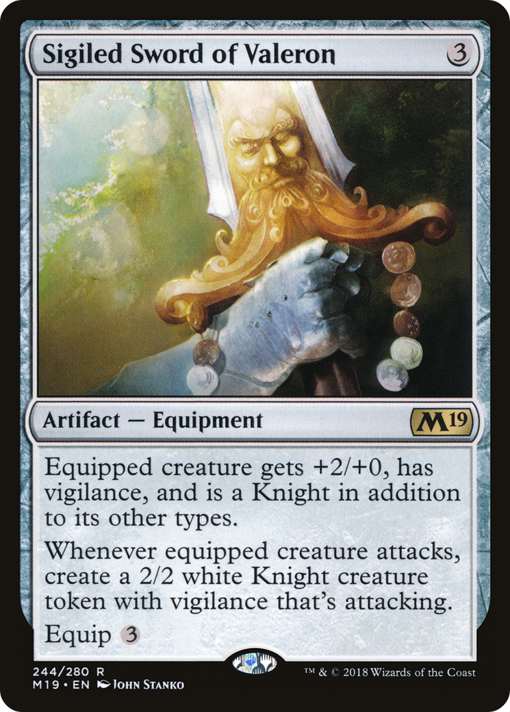 Sigiled Sword of Valeron (M19-244) [Core Set 2019] Foil