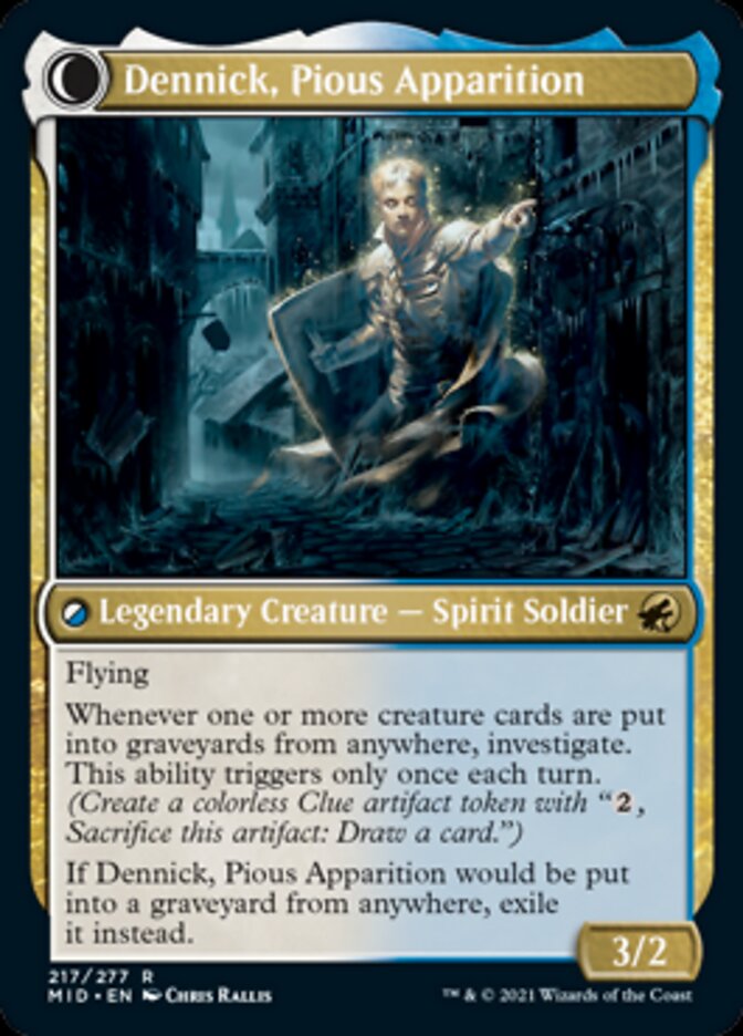 Dennick, Pious Apprentice // Dennick, Pious Apparition (MID-217) [Innistrad: Midnight Hunt]: (Double Faced Transform) Foil
