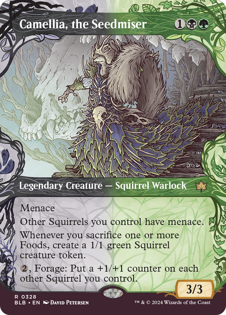 Camellia, the Seedmiser (BLB-328) [Bloomburrow]: (Showcase) (Borderless) Foil