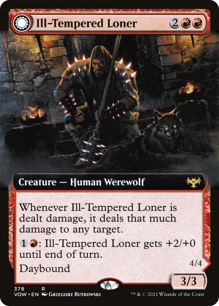 Ill-Tempered Loner // Howlpack Avenger (VOW-378) [Innistrad: Crimson Vow]: (Extended Art, Double Faced Transform)