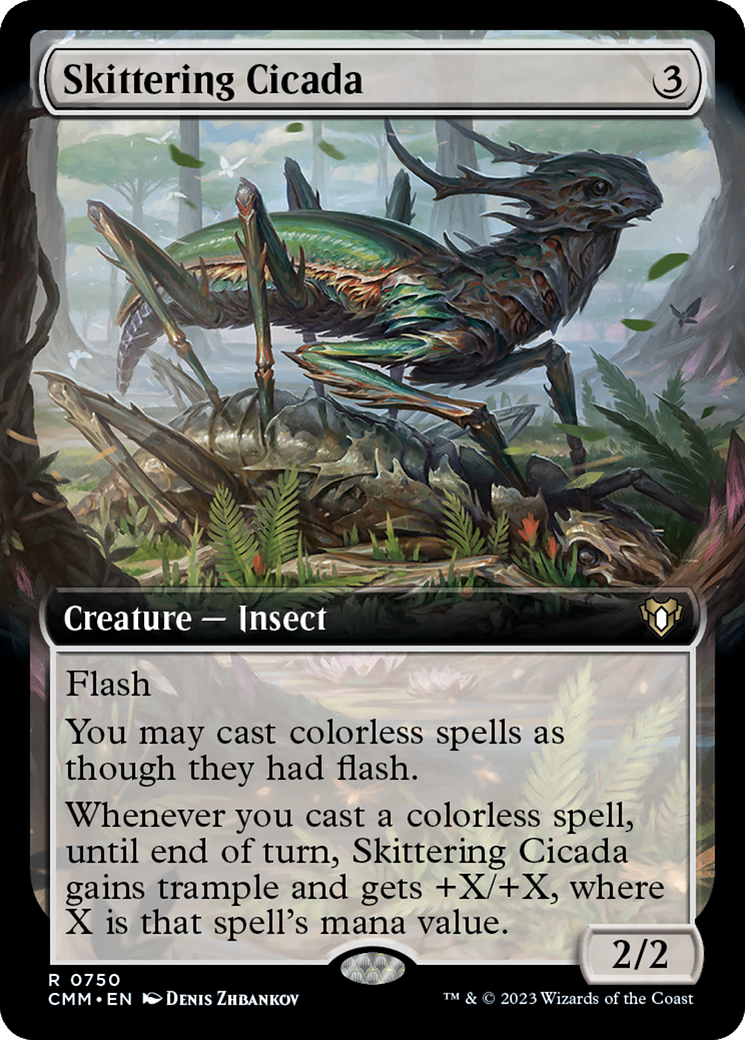 Skittering Cicada (CMM-750) [Commander Masters]: (Extended Art) Foil