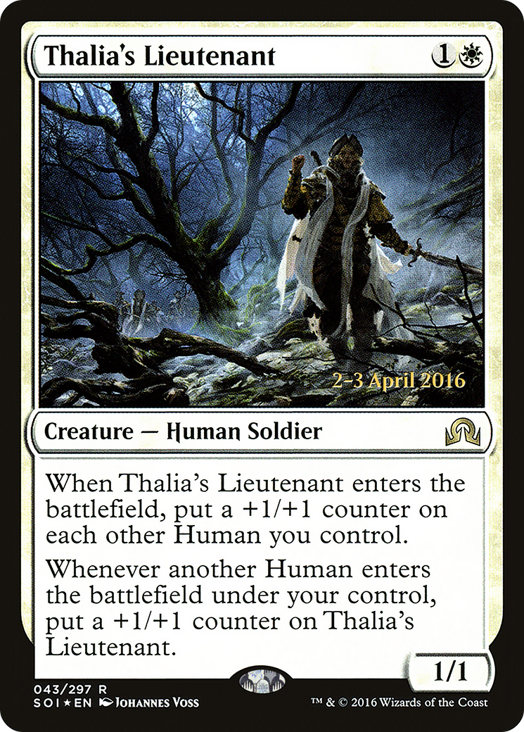 Thalia's Lieutenant (PRE-43S) [Shadows over Innistrad Promos] Foil