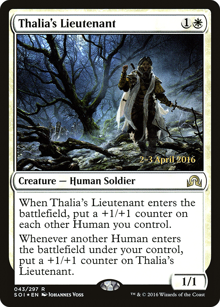 Thalia's Lieutenant (PRE-43S) [Shadows over Innistrad Promos] Foil