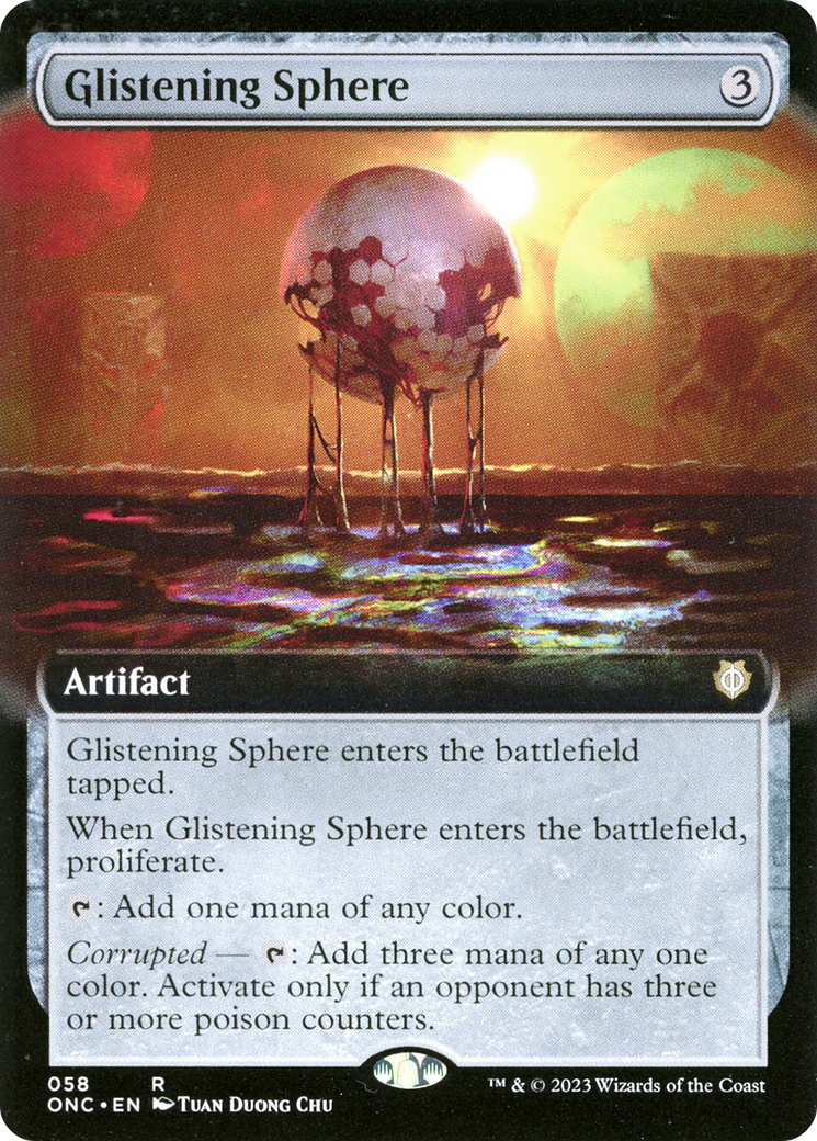 Glistening Sphere (ONC-058) [Phyrexia: All Will Be One Commander]: (Extended Art) Foil