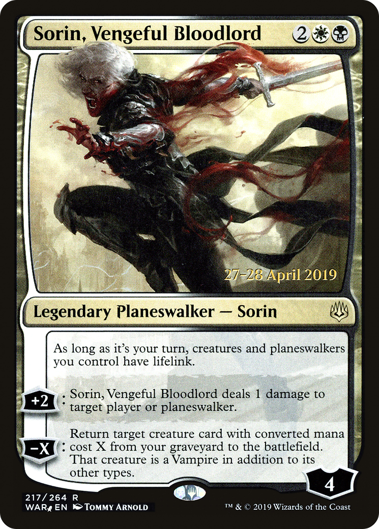 Sorin, Vengeful Bloodlord (PRE-217S) [War of the Spark Promos] Foil