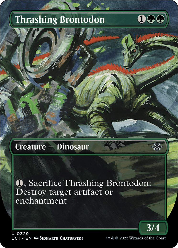 Thrashing Brontodon (LCI-329) [The Lost Caverns of Ixalan] (Borderless) Foil