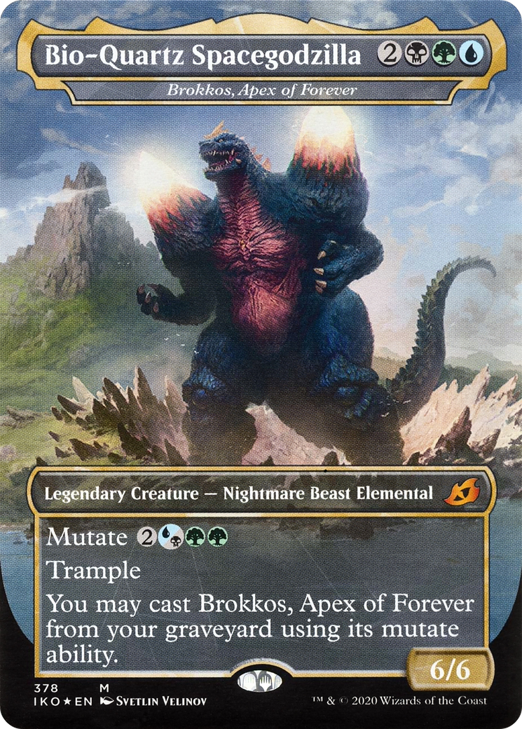 Brokkos, Apex of Forever (IKO-378) [Ikoria: Lair of Behemoths] / Bio-Quartz Spacegodzilla (Borderless) Foil