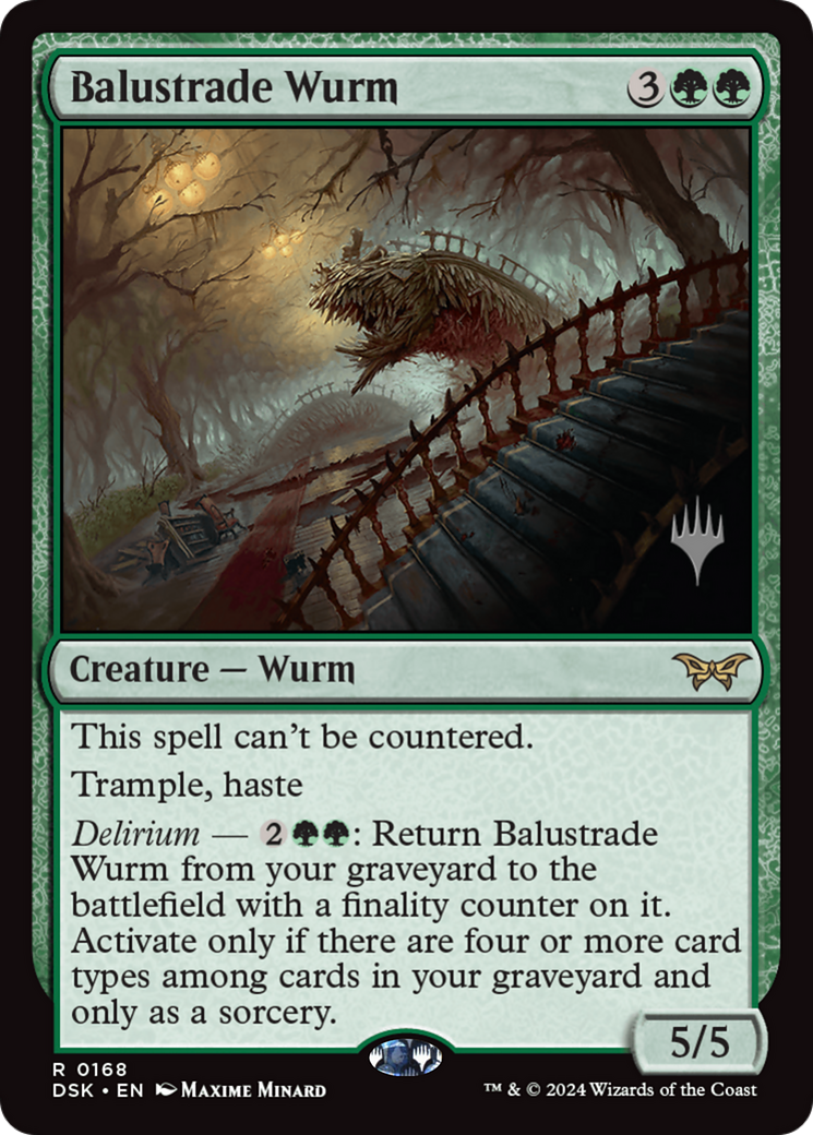 Balustrade Wurm (PPDSK-168P) [Duskmourn: House of Horror Promos] Foil