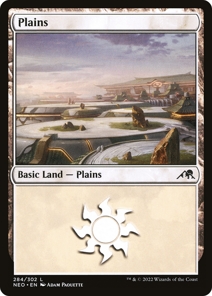 Plains (NEO-284) [Kamigawa: Neon Dynasty] Foil