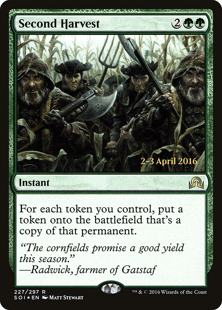 Second Harvest (PRE-227S) [Shadows over Innistrad Promos] Foil