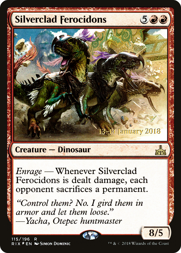 Silverclad Ferocidons (PRE-115S) [Rivals of Ixalan Promos] Foil