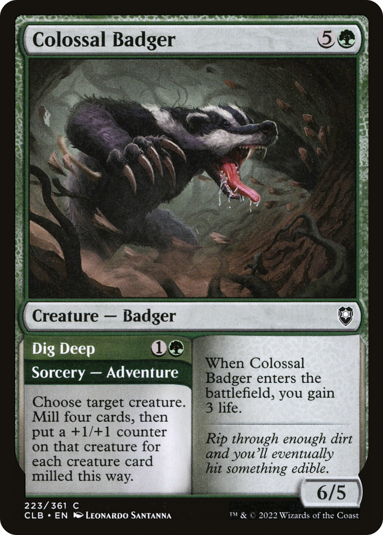 Colossal Badger // Dig Deep (CLB-223) [Commander Legends: Battle for Baldur's Gate] Foil