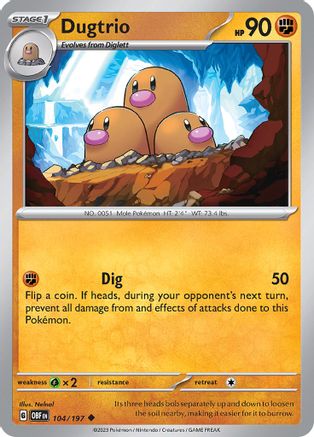 Dugtrio 104 - [SV03 Obsidian Flames] Reverse Holofoil