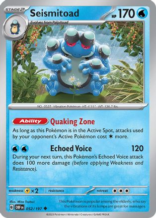 Seismitoad 52 - [SV03 Obsidian Flames] Reverse Holofoil