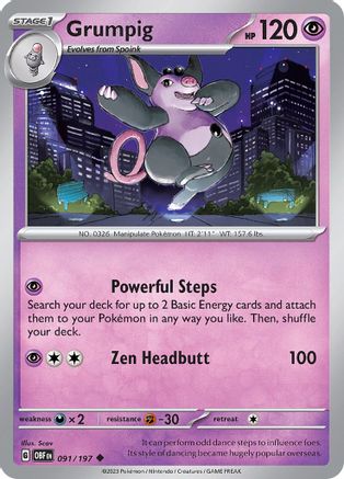 Grumpig 91 - [SV03 Obsidian Flames] Reverse Holofoil