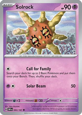 Solrock 93 - [SV03 Obsidian Flames] Reverse Holofoil