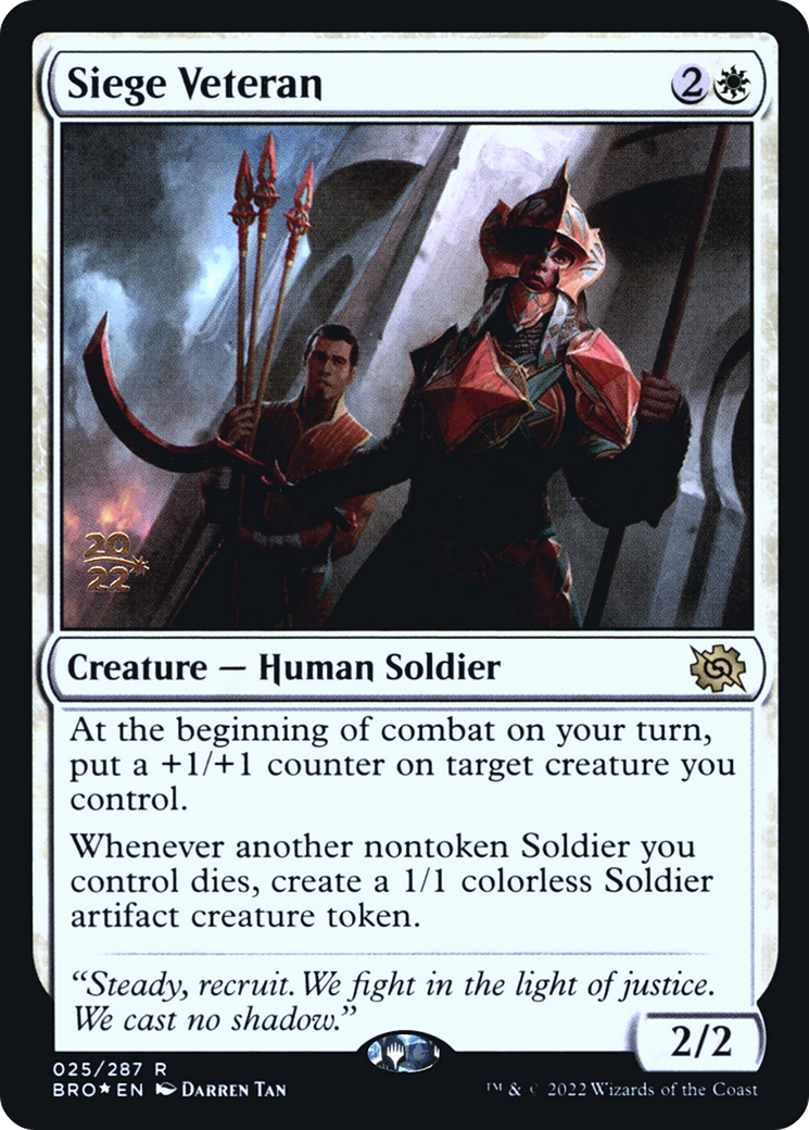 Siege Veteran (PRE-025) [The Brothers' War Promos] Foil