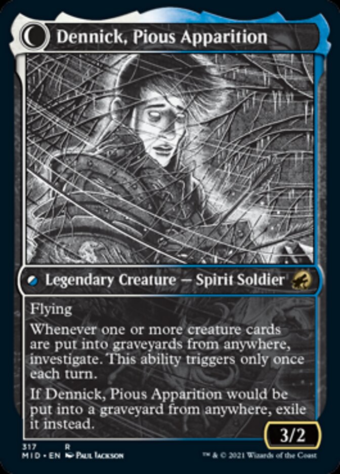 Dennick, Pious Apprentice // Dennick, Pious Apparition (MID-317) [Innistrad: Midnight Hunt]: (Showcase, Double Faced Transform) Foil