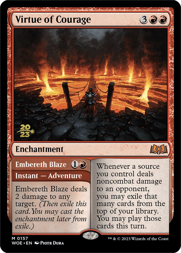 Virtue of Courage // Embereth Blaze (PPWOE-157P) [Wilds of Eldraine Promos] Foil