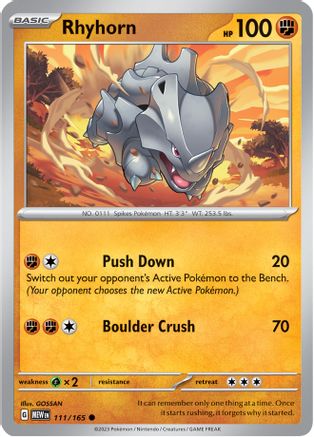 Rhyhorn 111 - [SV Scarlet & Violet 151] Reverse Holofoil