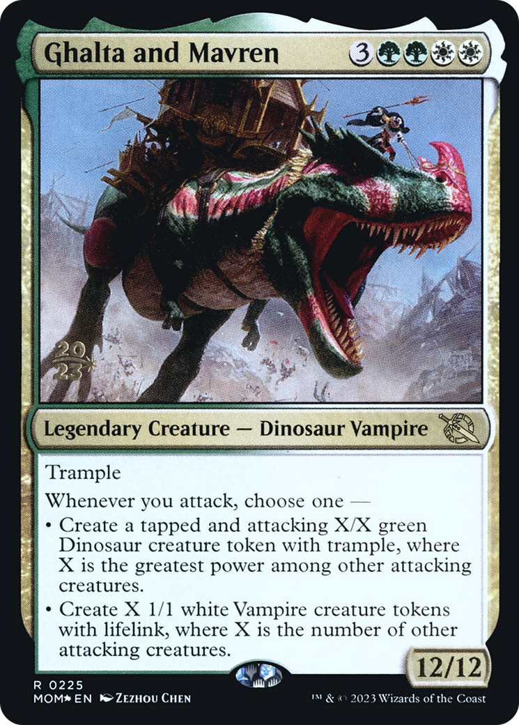Ghalta and Mavren (PRE-225S) [March of the Machine Promos] Foil