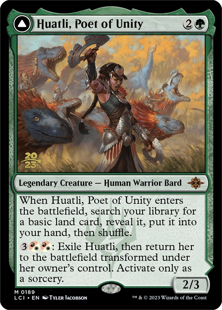 Huatli, Poet of Unity // Roar of the Fifth People (PRE-189S) [The Lost Caverns of Ixalan Promos] Foil