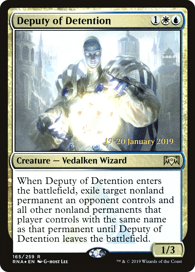 Deputy of Detention (PRE-165S) [Ravnica Allegiance Promos] Foil