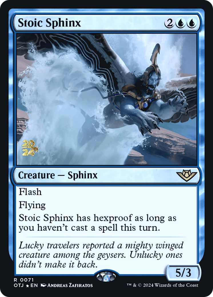 Stoic Sphinx (PRE-71S) [Outlaws of Thunder Junction Promos] Foil