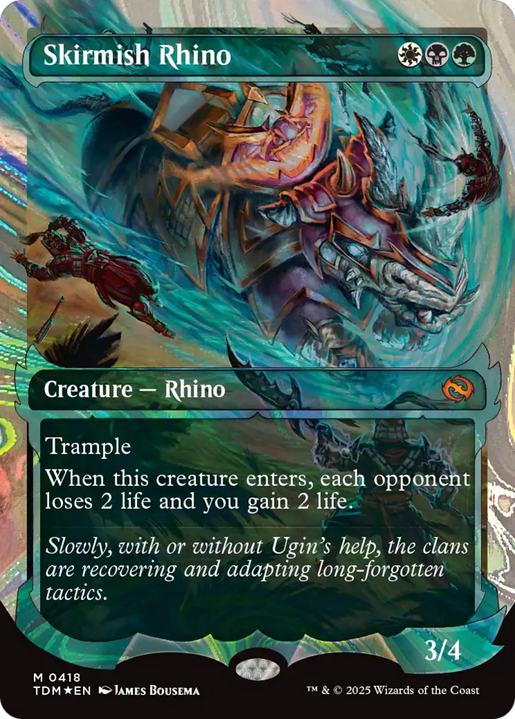 Skirmish Rhino (TDM-418) [Tarkir: Dragonstorm]: (Showcase) (Borderless) Foil