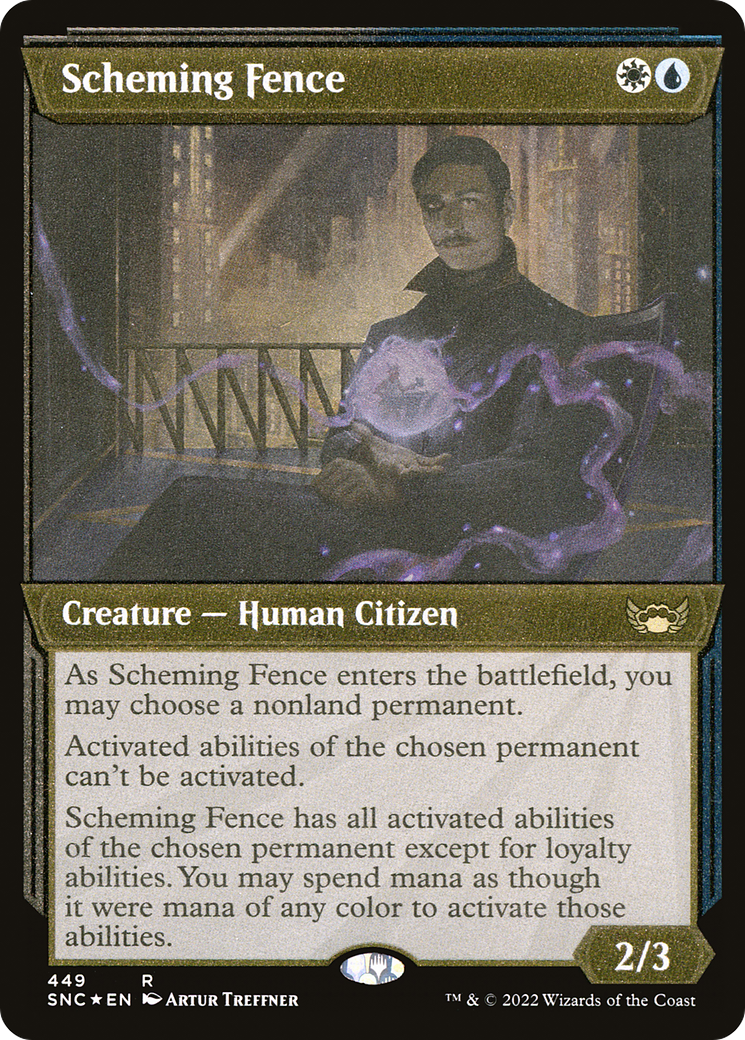Scheming Fence (SNC-449) [Streets of New Capenna]: (Showcase) Etched Foil